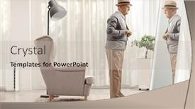  Presentation with mirror - PPT layouts having full-length-shot background and a soft green colored foreground