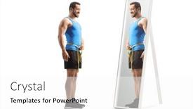  Presentation with greeiting show man - PPT theme with full-length-shot background and a white colored foreground