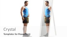  Presentation with greeiting show man - PPT theme featuring full-length-shot background and a white colored foreground