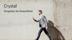  Presentation with outdoors - Amazing PPT theme having full length side view portrait backdrop and a light gray colored foreground