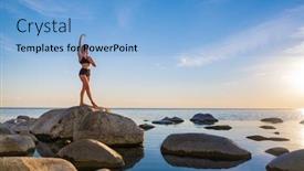  Presentation with calm sea - Beautiful presentation featuring full-length-slim-female backdrop and a light blue colored foreground