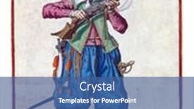  Presentation with mouth - Audience pleasing PPT theme consisting of full-length-soldier-who-holds backdrop and a ocean colored foreground