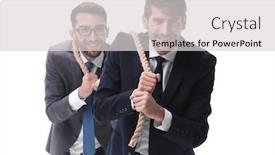  Presentation with rope - Theme with full-length-two-businessmen-pulling background and a light gray colored foreground