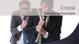  Presentation with rope - Colorful PPT layouts enhanced with full-length-two-businessmen-pulling backdrop and a light gray colored foreground