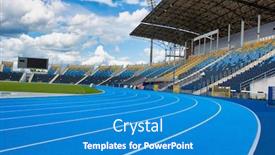  Presentation with stadium - Beautiful slides featuring full-length-view-athlete-stadium backdrop and a teal colored foreground