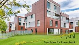  Presentation with apartment - Colorful PPT theme enhanced with full-length-view-of-rental backdrop and a gold colored foreground