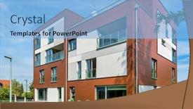  Presentation with apartment - Slide set consisting of full-length-view-of-rental background and a light blue colored foreground