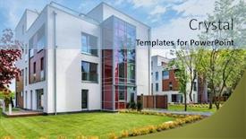  Presentation with apartment - PPT theme with full-length-view-of-rental background and a light blue colored foreground