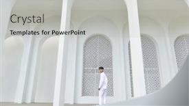  Presentation with shoes - Presentation enhanced with full-length-young-handsome-man background and a light gray colored foreground