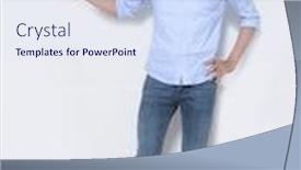  Presentation with sneakers - Cool new slide deck with full-length-young-man-isolated backdrop and a sky blue colored foreground