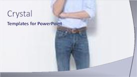  Presentation with sneakers - Amazing PPT theme having full-length-young-man-isolated backdrop and a sky blue colored foreground