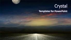  Presentation with asphalt - Presentation design featuring full moon - dramatic sky over an asphalt background and a navy blue colored foreground