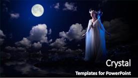 Presentation with coast - Cool new slide deck with full moon - young elven girl on sea backdrop and a black colored foreground