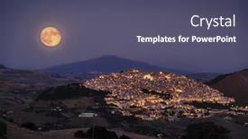  Presentation with moon - Colorful theme enhanced with full-moon-above-gangi-village backdrop and a ocean colored foreground