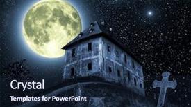  Presentation with haunted - PPT theme enhanced with full moon and haunted background and a navy blue colored foreground