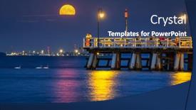  Presentation with moon - PPT theme consisting of full-moon-in-july background and a ocean colored foreground