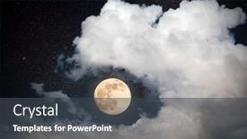  Presentation with night sky moon - Presentation theme enhanced with full-moon-on-night-sky background and a dark gray colored foreground