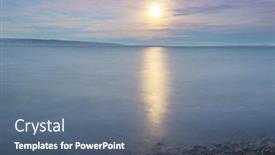  Presentation with mountain lake - Audience pleasing PPT layouts consisting of full-moon-rising-above-mountain backdrop and a ocean colored foreground