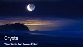  Presentation with moon - Slides having full-moon-rising-above-ocean background and a navy blue colored foreground
