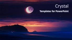  Presentation with moon - Amazing PPT layouts having full-moon-rising-above-ocean backdrop and a navy blue colored foreground