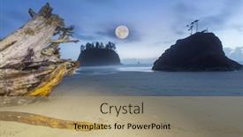  Presentation with fantasy full moon in night - Presentation theme having full-moon-rising-above-ocean background and a coral colored foreground