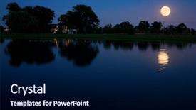  Presentation with moon trees - PPT layouts featuring full moon rising over lake background and a navy blue colored foreground