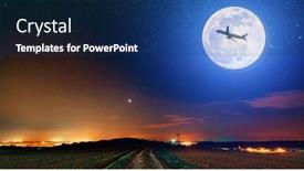  Presentation with night sky plane - PPT layouts featuring full-moon-with-a-flying background and a ocean colored foreground