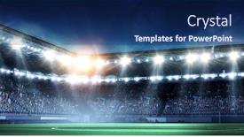  Presentation with football lights - Audience pleasing PPT theme consisting of full night football arena in lights backdrop and a navy blue colored foreground