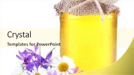  Presentation with white flowers - Beautiful presentation design featuring full of delicious fresh honey backdrop and a yellow colored foreground