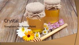  Presentation with rustic wood and flowers - Cool new PPT theme with full of delicious fresh honey backdrop and a  colored foreground