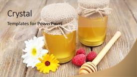  Presentation with rustic wood and flowers - Audience pleasing PPT theme consisting of full of delicious fresh honey backdrop and a soft green colored foreground