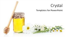  Presentation with artifacts jar - Slides featuring full of delicious fresh honey background and a white colored foreground