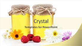  Presentation with white flowers - Slides enhanced with full of delicious fresh honey background and a  colored foreground