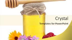  Presentation with white flowers - Slide deck with full of delicious fresh honey background and a  colored foreground