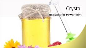  Presentation with fluid gold honey dripping - PPT theme having full of delicious fresh honey background and a  colored foreground