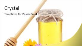  Presentation with white flowers - Audience pleasing PPT layouts consisting of full of delicious fresh honey backdrop and a  colored foreground