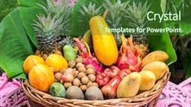  Presentation with thailand - Amazing PPT theme having full of exotic thailand fruits backdrop and a forest green colored foreground