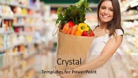  Presentation with paper bag - Cool new presentation theme with full of fruit and vegetables backdrop and a coral colored foreground