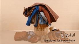  Presentation with leather shoes - Cool new slide deck with full-of-jeans-pile backdrop and a coral colored foreground