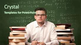  Presentation with math teacher - PPT layouts enhanced with full of math calculations number background and a tawny brown colored foreground