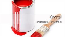  Presentation with paint - Colorful PPT theme enhanced with full of red paint tin backdrop and a sky blue colored foreground