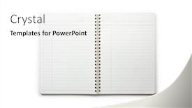  Presentation with note book - Slides featuring full-opened-blank-note-book background and a white colored foreground