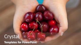  Presentation with cherry blossoms in full bloom - Beautiful slide deck featuring full-palm-ripe-cherries backdrop and a tawny brown colored foreground