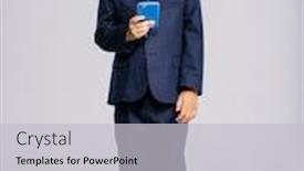  Presentation with blue formal - Cool new slide deck with full-portrait-of-white-kid backdrop and a light gray colored foreground