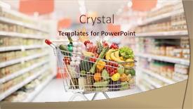  Presentation with groceries cart - PPT theme consisting of full-shopping-cart-with-groceries background and a lemonade colored foreground