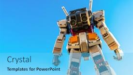  Presentation with franchise - Slides with full-size-gundam-performances-outside background and a light blue colored foreground