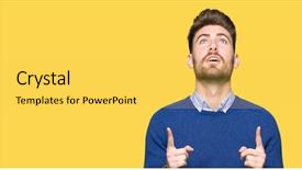  Presentation with bussines - PPT layouts with full up - young handsome bussines man amazed background and a yellow colored foreground