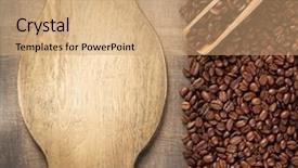  Presentation with coffee beans - Cool new theme with full white banner - coffee concept beans and sign backdrop and a coral colored foreground