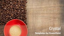  Presentation with wooden christian cross religious concept - Colorful PPT theme enhanced with full white banner - coffee concept cup and beans backdrop and a coral colored foreground