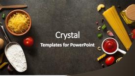  Presentation with pasta - Slide set enhanced with full white banner - pasta and food ingredient background and a dark gray colored foreground